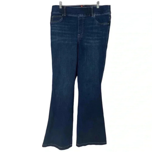 SPANX Flare Jeans Pull On Dark Wash Midnight Blue Plus Size 1X - Picture 7 of 16